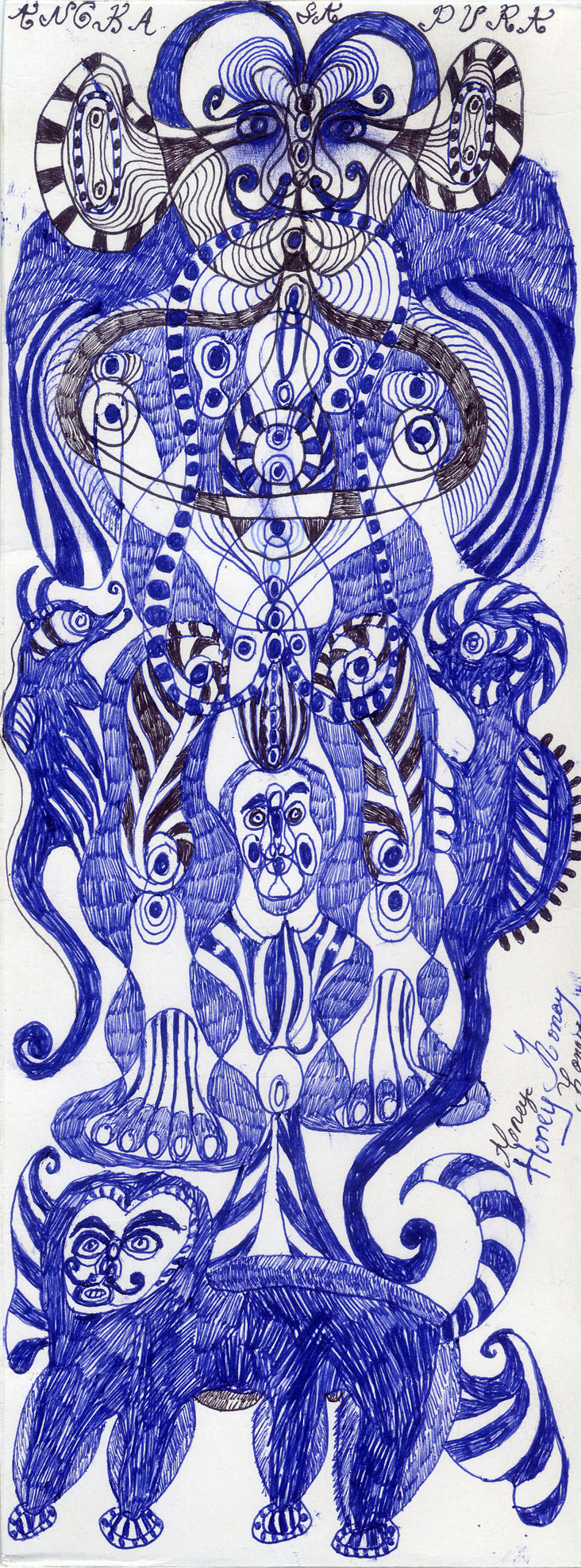 <strong>Untitled</strong> <br/> Ink and marker on wastepaper / 25 x 9.5cm / 2013 