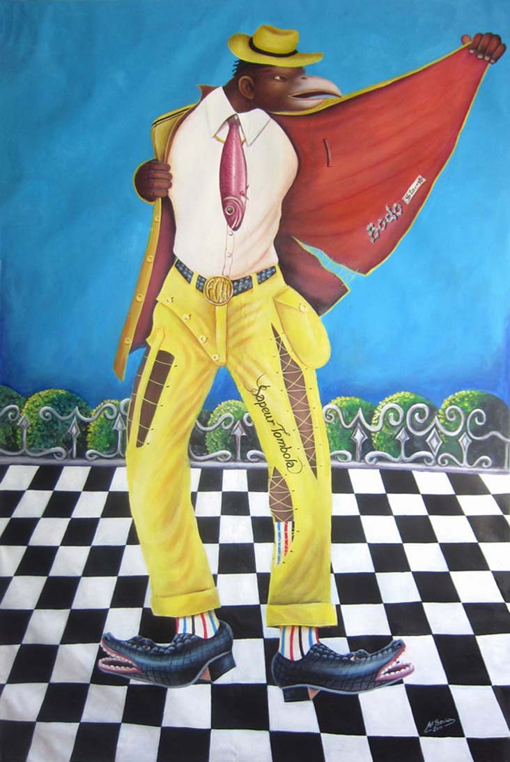 <strong>Sapeur Tombola</strong> <br/>  Acrylic on canvas / 194 x 128cm / 2011 / Private Collection 