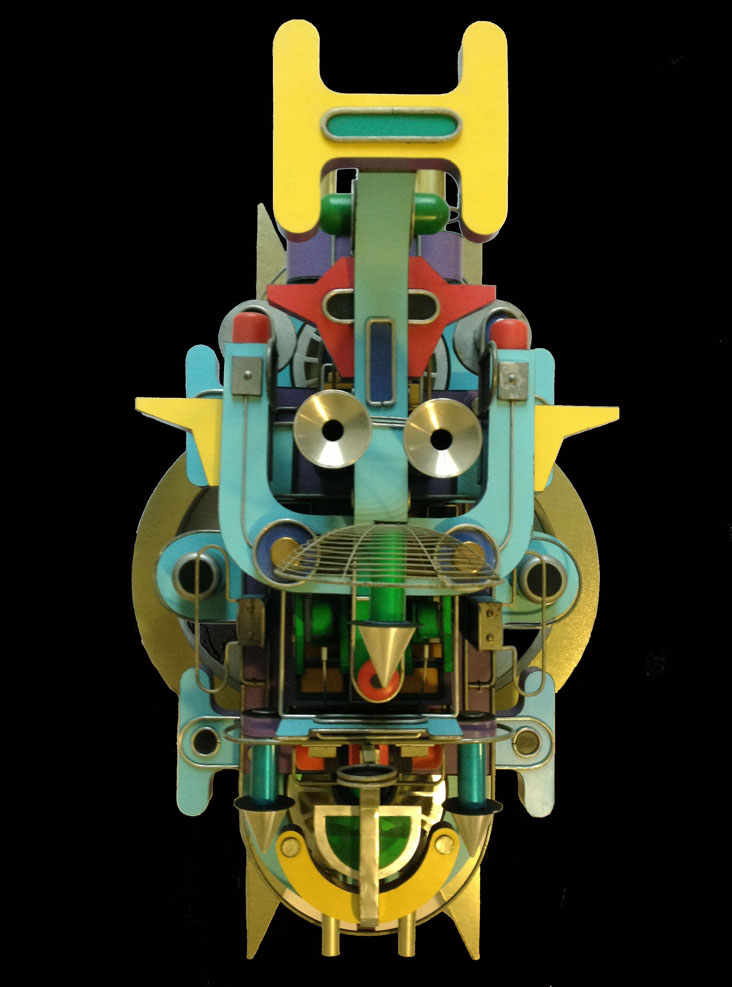 <strong>Navigator</strong> Top view<br/> Metal, plastic,glass & electrical components / 81x55x50cm / 2011